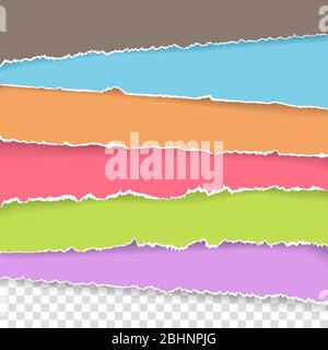 Set of vector paper dividers with rough edges. Torn paper pieces with copy space for text. Teared paper Stock Vector