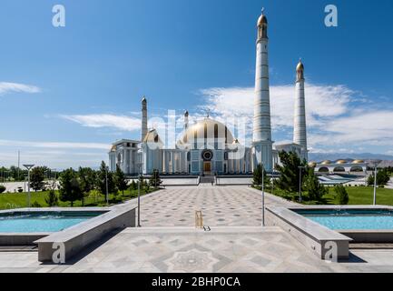 Ashgabat, Turkmenistan - June 1, 2019: The Mosque near masoleum of ...