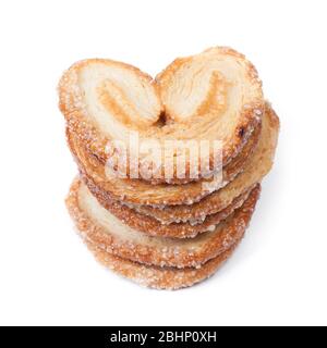 Heart shaped puff pastry isolated on white background Stock Photo