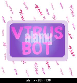Handwriting text writing Virus Bot. Conceptual photo malicious selfpropagating malware designed to infect a host Board rectangle white frame empty bla Stock Photo