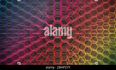 Spectrum colorfull hexagonal texture. Abstract background for design. Stock Photo