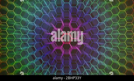 Spectrum colorfull hexagonal texture. Abstract background for design. Stock Photo