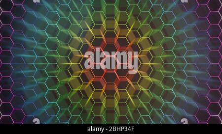 Spectrum colorfull hexagonal texture. Abstract background for design. Stock Photo