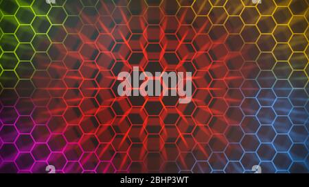 Spectrum colorfull hexagonal texture. Abstract background for design. Stock Photo