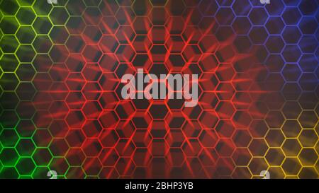 Spectrum colorfull hexagonal texture. Abstract background for design. Stock Photo
