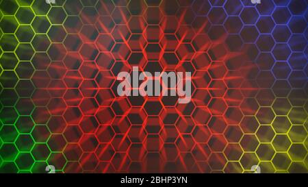 Spectrum colorfull hexagonal texture. Abstract background for design. Stock Photo