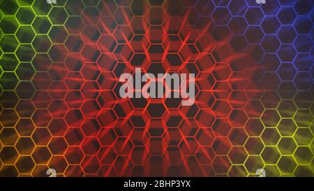 Spectrum colorfull hexagonal texture. Abstract background for design. Stock Photo