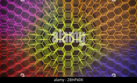 Spectrum colorfull hexagonal texture. Abstract background for design. Stock Photo