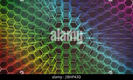 Spectrum colorfull hexagonal texture. Abstract background for design. Stock Photo