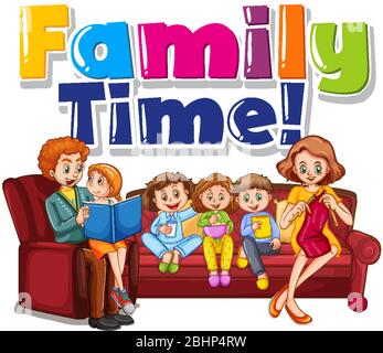 Happy family stay at home illustration Stock Vector