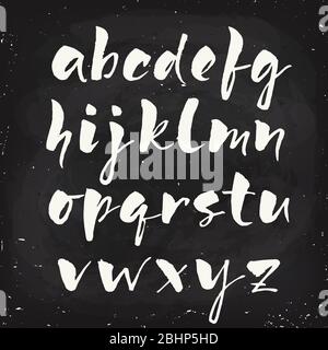 Vector calligraphic chalk alphabet written on blackboard. Stock Vector