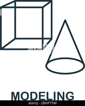 3d design glyph icon, model and computer, 3d modeling sign, vector ...
