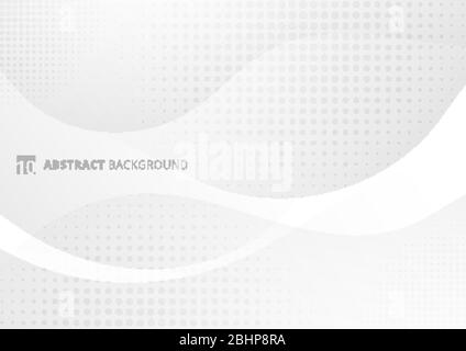 Abstract modern white and gray gradient curved shape with halftone dotted background design. Vector illustration Stock Vector