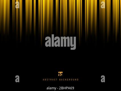 Abstract yellow stripe vertical lines light on black background with space for your text. Vector illustration Stock Vector