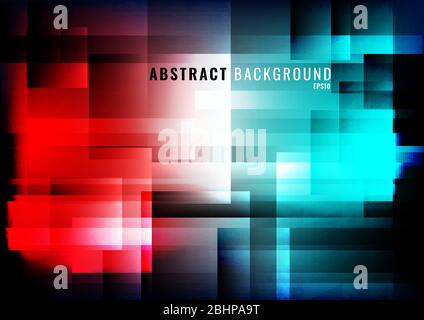 Abstract modern background geometric lights and glowing red and blue color. Technology style. Vector illustration Stock Vector