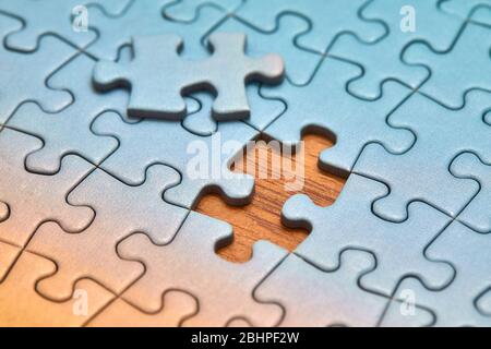 Jigsaw puzzle background, almost done Stock Photo