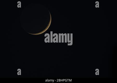 Waxing Crescent Moon at 7% illumination Stock Photo