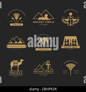 A large collection of vector logos on travel, Egypt and abstract topics. Stock Vector