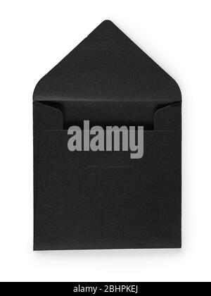 Black cardboard envelope. Isolated on white, clipping path included Stock Photo