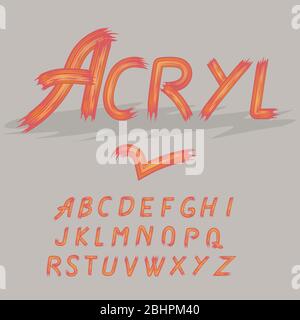 Acrylic paint font alphabet. Brush painted letters. Vector illustration. Stock Vector