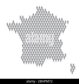 France population infographic. Map made from stick figure people Stock Vector