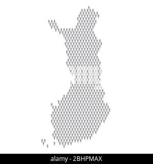 Finland population infographic. Map made from stick figure people Stock Vector
