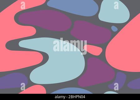 Seamles Organic Pattern on Grey Background, Nature Hand Drawn Shapes, Vector Abstract Stones Stock Vector
