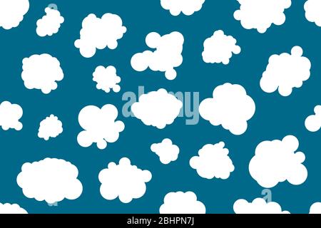 Hand drawn clouds background, baby blue clouds seamless pattern for textile, fabric, sky cute vector illustration, doodle abstract wallpaper Stock Vector