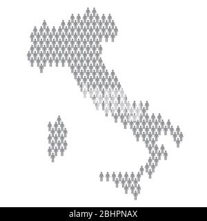Italy population infographic. Map made from stick figure people Stock Vector