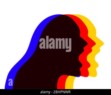 Silhouette of screaming woman in anger on white background, symbol of aggression, flat illustration Stock Vector