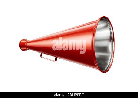 Old style red megaphone isolatedon white. 3d rendering Stock Photo