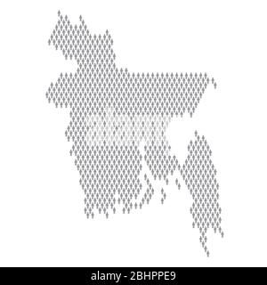 Bangladesh population infographic. Map made from stick figure people Stock Vector