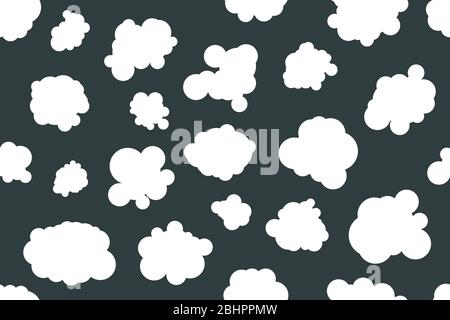 Black and white hand drawn clouds background, baby clouds seamless pattern for textile, fabric, sky cute vector illustration, doodle abstract wallpaper Stock Vector