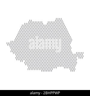 Romania population infographic. Map made from stick figure people Stock Vector