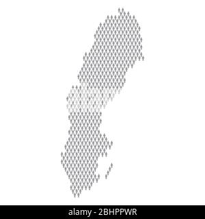 Sweden population infographic. Map made from stick figure people Stock Vector