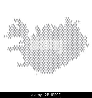 Iceland population infographic. Map made from stick figure people Stock Vector