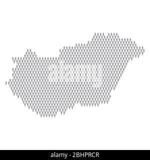 Hungary population infographic. Map made from stick figure people Stock Vector