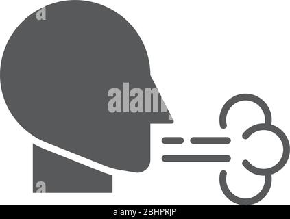 Human cough vector icon symbol sick isolated on white background Stock Vector