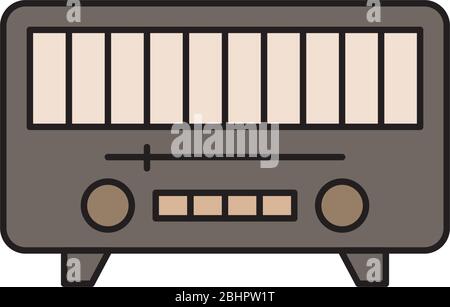 Retro radio vector icon symbol old electronic isolated on white background Stock Vector