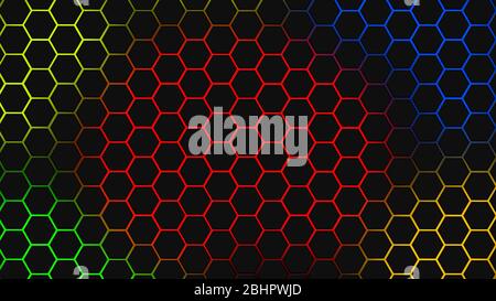 Spectrum colorfull hexagonal texture. Abstract background for design. Stock Photo