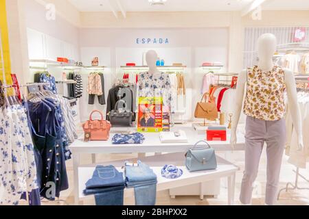 Summer collection of female clothes brand ESPADA which is the luxury Thai clothing brand in Blueport shopping mall Hua Hin, Thailand April 25, 2019 Stock Photo