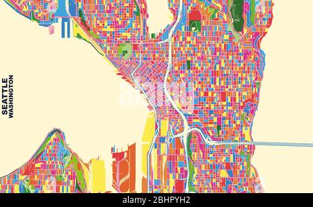 City map Seattle, color detailed plan, vector illustration detailed ...