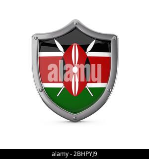 Kenya security concept. Metal shield shape with national flag Stock Photo