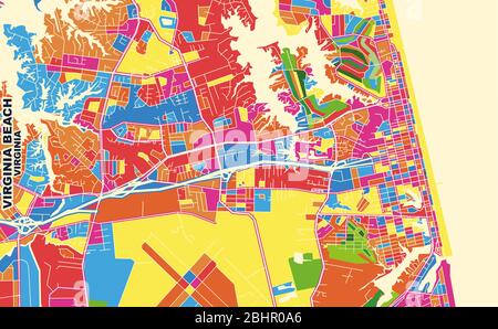 Modern City Map - Virginia Beach VA city of the USA with neighborhoods