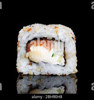 Sushi On Black Background Perfect For Creating Sushi Restaurant Menu Stock Photo Alamy