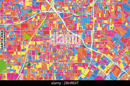 Modern City Map - Santa Ana California city of the USA with ...