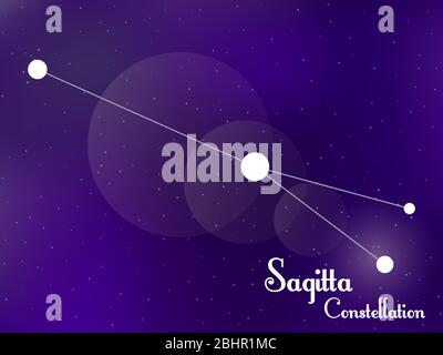 Sagitta constellation. Starry night sky. Cluster of stars, galaxy. Deep space. Vector illustration Stock Vector