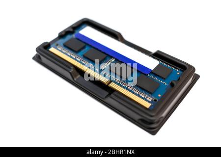 Laptop memory in factory packaging on a white background Stock Photo
