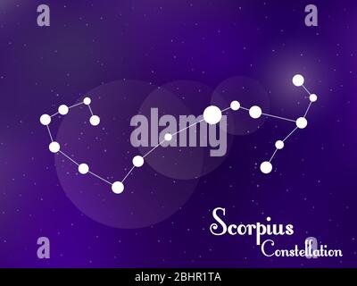 Scorpius constellation. Starry night sky. Cluster of stars, galaxy. Deep space. Vector illustration Stock Vector