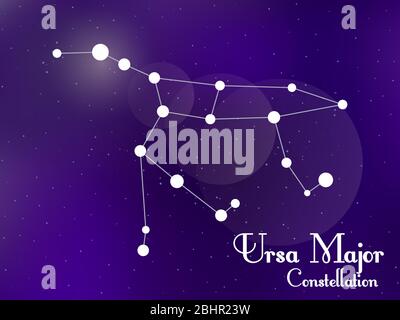 Ursa Major constellation. Starry night sky. Cluster of stars, galaxy. Deep space. Vector illustration Stock Vector